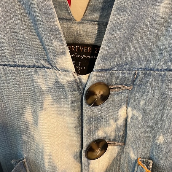 Upcycled F21 Jumper overall cropped hemmed ankle length a-line denim pant - Picture 8 of 16